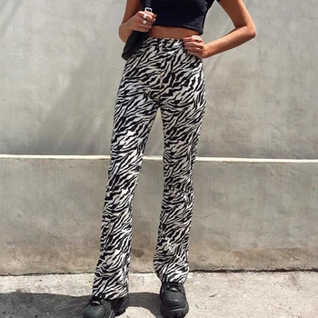 HEYounGIRL Zebra Gyvūnų Spausdinti Elegantiškas Kelnės Capris Harajuku Aukšto Liemens Kelnės Ponios Atsitiktinis Biuro Kelnės Moterims Streetwear 2019