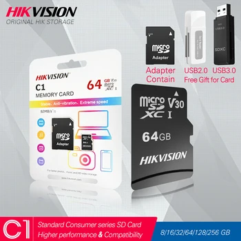 HIKVISION HikStorage Micro SD Kortelės Class10 8/16/32/64/128/256 GB su Adapteriu MicroSDHC/XC UHS-I TF kortelę C10 Atminties kortelę #C1