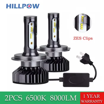 Hillpow Automobilių Šviesų H7 LED H4 LED H1 H11 H3 H13 H27 880 9006 9007 72W 6500K 12V Auto priekinio Žibinto ZES Rūko Lemputės nemokamas pristatymas