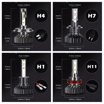 Hillpow Automobilių Šviesų H7 LED H4 LED H1 H11 H3 H13 H27 880 9006 9007 72W 6500K 12V Auto priekinio Žibinto ZES Rūko Lemputės nemokamas pristatymas