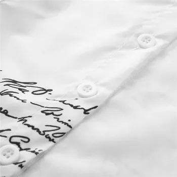 Hirigin Pavasarį, Rudenį Lady Ilgomis Rankovėmis Mini Marškinėliai Suknelė Mygtuką Juosmens Pusėje Tvarstis Palaidinės Trumpas Vestido Baltas Laiškas Spausdinti Suknelė