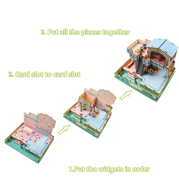 Holiday Villa Serijos 3D Medinė Dėlionė Vaikams Žaislai 