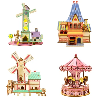 Holiday Villa Serijos 3D Medinė Dėlionė Vaikams Žaislai 