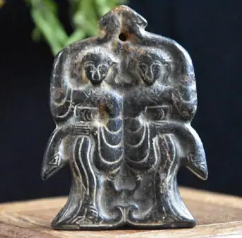Hongshan kultūros archaize juodasis geležies meteoritas skulptūra tarnaitė bi statula