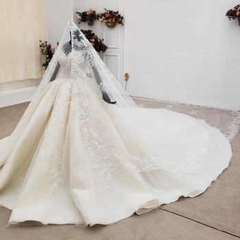 HTL1349G Paprastas Baltas Prabangių Vestuvių Suknelė 2020 M. Su Užmaskuota Perlai Brangioji Kamuolys Suknelė Tikrasis Vaizdas
