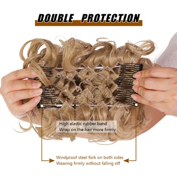 HUAYA Garbanotas Sintetinių Plaukų Gabalus Chignon Šukuosena, Padengti Hairpiece Pratęsimo Plaukų Bun Plaukų Aksesuarai Su 2 Plastikinės Šukos Įrašus