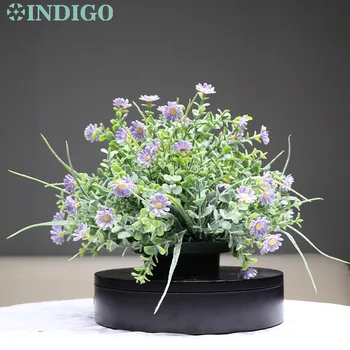 INDIGO - 1 Set Blue Daisy Dirbtinių Gėlių kompozicijų Bonsai Sukurta Puokštė Stalo Puošmena, Dovana #BlueSpirit Nemokamas Pristatymas