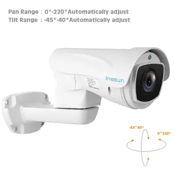 Inesun Kulka POE IP PTZ Kamera 2MP, 10X Zoom Lauko CCTV Saugumo Kameros Vandeniui IR 100m ONVIF H. 265 Vaizdo Stebėjimas