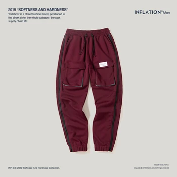 INFLIACIJA Vyrų Kelnės Streetwear Švarkelis, Kelnės 2020 M. Rudens Žiemos Naujas Hip-Hop Sweatpants Spalva Dygsnio Pantalon Homme 9356S