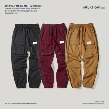 INFLIACIJA Vyrų Kelnės Streetwear Švarkelis, Kelnės 2020 M. Rudens Žiemos Naujas Hip-Hop Sweatpants Spalva Dygsnio Pantalon Homme 9356S