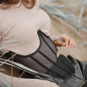InstaHot Moterų Tinklinio Korsetas-Diržas Tvarstis Įrengtas Juosmens 2021 Priedai Streetwear Matyti Per Mados Diržas Moterų Retro Corests