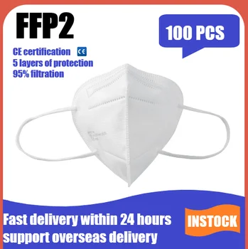 INSTOCK!100 Vienetų CE FFP2 Kaukė 5 Sluoksnių FFP2 Dulkių Kaukės Veido Apsaugos FPP2 Mascarillas 95% Respiratorių filtravimo Daugkartinio naudojimo