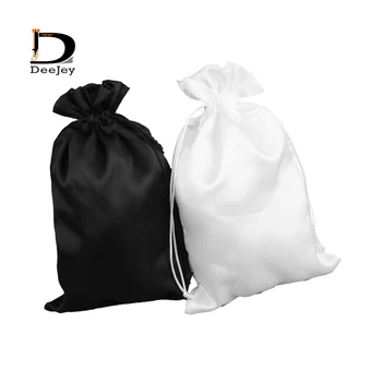 Inventorizacijos tuščias baltas arba juodas dovana satino maišelis 18x30cm raišteliu poliesteris šilko maišelį, grynas plaukų ir partijos naudai