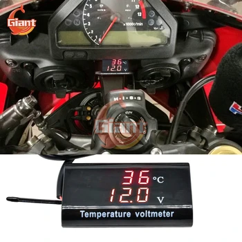 IPX6 Vandeniui 0.28 Colių Įtampos Temperatūros Matuoklis Stebėti Motociklo Automobilių Dual Skaitmeninis LED Ekranas Volt Temp Skydelyje Matuoklis