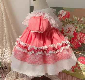 Ispanijos Lolita princesė pyragas suknelė baby girl nėrinių susiuvimo Saldus mielas suknelė vaikams gimtadienio kamuolys suknelė suknelė