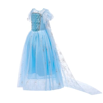 Išgalvotas Vaikų Grindų Ilgis Elsa Kostiumas Mergaitėms Helovinas Princesė China Sniego Karalienės Suknelė Vaikai Prom Birthday Party Dress