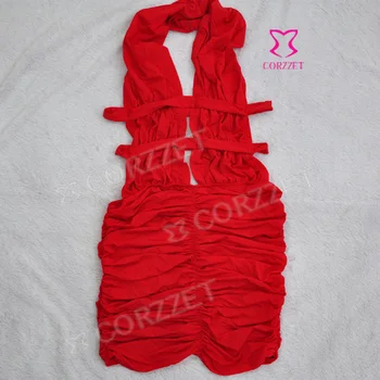 Išgalvotas Ypatinga Proga-Vestuves Suknelė Naktinis Klubas Klubas Dėvėti Raudonos Apynasrio V-Kaklo, Tuščiaviduriai Iš Dangalo Puoštas Mini Suknelės Moterims