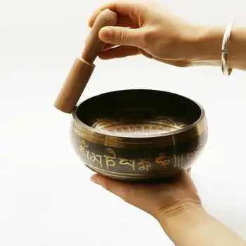 Išskirtinį Tibeto Bell Metalo Dainavimo Dubenėlį Puolėjas Budizmas Budistų Tarpininkavimo 12cm