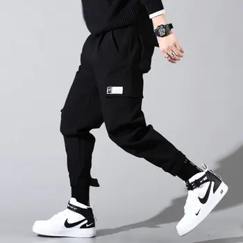 Japonijos Vintage Mados Atsitiktinis Vyrų Kelnės Prarasti Didelis Kišenėje Krovinių Kelnės Vilnonių Stora Kelnės Streetwear Hip-Hop Jogger Kelnės Vyrams