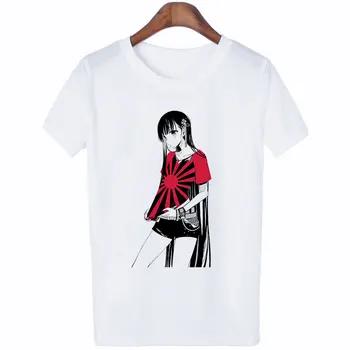 Japonų Stiliaus Anime Komiksų Cool Girl Spausdinti Balti Marškinėliai, Mados Harajuku Kawaii Grafinis Moterų Marškinėlius Asmenybės Streetwear