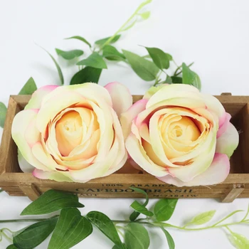 JAROWN Dirbtinės Gėlės Galvos Modeliavimas 9cm Rose Šilko Gėlių, Vestuvių Dekoravimas Fleur 