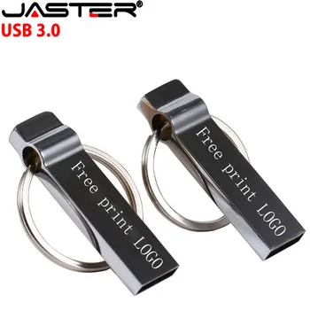 JASTER USB 3.0 1PCS nemokamai logotipą Flash Drive флешка 3.0 64GB 32GB Metalinis Tušinukas Memory Stick Pendrive Su Raktų Žiedas Švilpukas