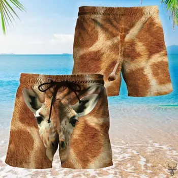 JAV Dydis Vyrų Juokinga Paplūdimio Šortai Vasarą Spausdinimo gyvūnų Quick Dry Skrynios Plaukti Pitbull Ožkos Žirafa Judesio Treniruotės Šortai