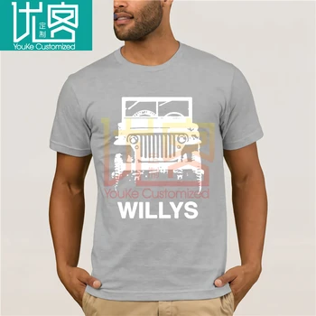 Jeep Trumpas Rankovės Cool Atsitiktinis Automobilių Gerbėjai T Shirt O-kaklo Marškinėliai Vyrams Willys MB Grotelės Peržiūrėti Modelio Tamsios Spalvos, Vyrai ir Moterys, Trišakius