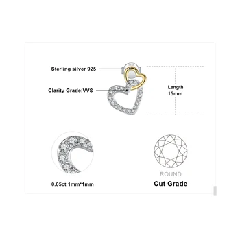 JewelryPalace Infinity Meilė Širdies CZ Stud Auskarai 925 Sterlingas Sidabro Auskarai Moterims korėjos Auskarai bižuterijos 2021