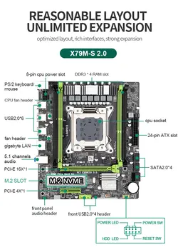 JINGSHA X79M-S pagrindinė plokštė LGA2011 E5 2650V2 CPU 4pcs x 4 = 16 GB DDR3 10600 1333Mhz ECC REG Atminties Nustatyti, M-ATX combo M. 2 SSD