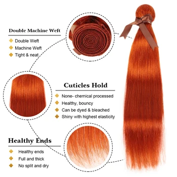 Joedir Oranžinė Raudona Žmogaus Plaukų Ryšulius Su Uždarymo Remy Brazilijos Plaukų Pynimas Ryšulių Ombre Tiesūs Plaukai Ryšulius Su Uždarymo