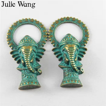 Julie Wang 10vnt Antikvariniai Žalia Bronzos Pakabukai Derliaus Nosį Dramblys Pakabučiai, Apyrankės Karoliai, Papuošalai Priėmimo Priedai