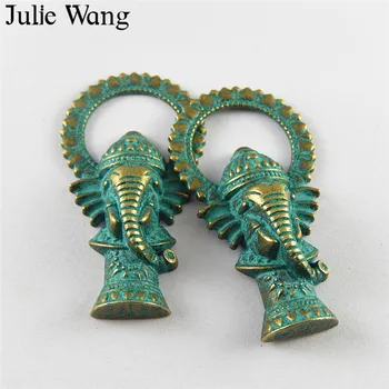 Julie Wang 10vnt Antikvariniai Žalia Bronzos Pakabukai Derliaus Nosį Dramblys Pakabučiai, Apyrankės Karoliai, Papuošalai Priėmimo Priedai