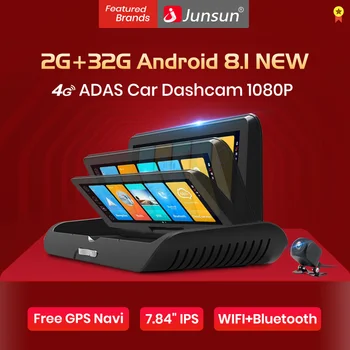 Junsun E95P 4G ADAS Automobilių Dashcam Android 8.1 WiFi DVR Kamera FHD 1080P Dual Lens Auto Brūkšnys Cam Navigatorius GPS Stovėjimo Stebėti