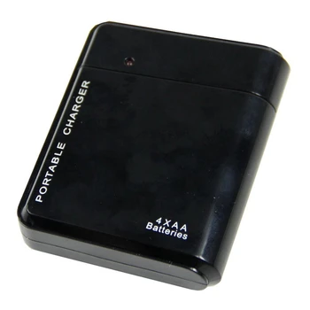 Juoda 4X AA Baterijos, Nešiojamų, Avarinis Energijos Įkroviklis USB mobilusis Telefonas