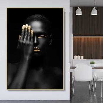 Juodojo Aukso Nude Art Moteris Spausdinti Paveikslai Tapyba Afrikos Moterų Plakatai ir Spausdina Skandinavijos Sienos Menas Nuotraukas Kambarį