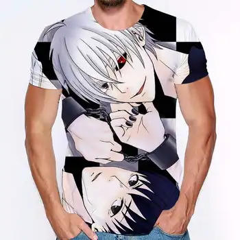 Juokinga 3D Spausdinimo T Shirts Tokijo Pabaisa T-shirt Vyrai Kraujo Tshirts Atsitiktinis Ken Kaneki Tees Marškinėliai Topai Japonijos Anime Drabužius Vyrų Marškinėlius