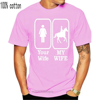 Juokinga Vyrų marškinėliai Moterims suvenyrinius marškinėlius Vyrų Jodinėjimas Žirgais - Jūsų Žmona, Mano Žmona marškinėliai -Dovana Arklių Mylėtojas cool T-Shirt