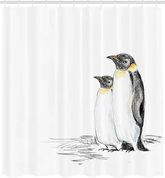 Jūros Gyvūnų, Dušo Užuolaidos Rankų Parengtos Meno Pingvinai Vandens Neskraidantis Paukščių Polar Pietų Ašigalio Gyvūnijos Vonios Kambarys Dekoro Rinkinys