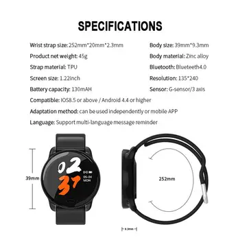 K9 Smart Žiūrėti IP67 atsparus Vandeniui su Širdies ritmas, Kraujo Spaudimo Monitorius Fitness Tracker Smartwatch Vyrams, moterims pk K9 B57