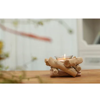 Kaimiškas Medinis Žvakių Laikiklis Gamtos Driftwood Žvakių Laikiklis Stovi Vėjo Žvakidė Namų Dekoravimo Reikmenys - Su