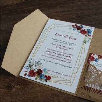 Kaimo amatų pakvietimo vestuvės vestuvinis gėlių įdėklai dizaino Kalėdų dovanų kortelės, 50 vnt