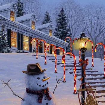 Kalėdų Candy Cane Kelias Žibintai String Kalėdų ir Naujųjų Metų Atostogų Žiburiai, Lauko Sodo Švyti tamsoje Kalėdų Žiburiai
