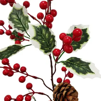 Kalėdų Dirbtinis Mažų Uogos Raudonos Vyšnių Rotango Modeliavimas Netikrą Žali Lapai, Raudonųjų Vaisių, Cukranendrių Gėlių Kalėdų Eglutė