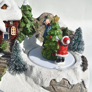 Kalėdų LED Apšviesta Namas Sniego Ranka-Dažytos Stalo Centerpieces Kaime Scenos Šviesos Iki Apdaila