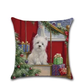 Kalėdų Santa Claus Mielas Šuo pagalvė pagalvėlės dangtis kussenhoes Mesti Užvalkalas sofos Namuose Kalėdos Navidad Apdailos fundas cojines