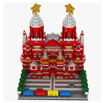 Karšto Lepining kūrėjų miesto architektūra raudonojoje aikštėje Maskvoje (Rusija mini micro diamond building block modelis plytos, žaislų, dovanų
