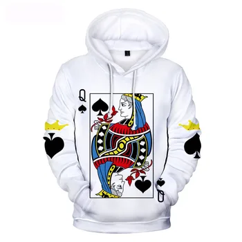 Karšto Pardavimo Hoodie Pokerio 3D Hoodies Vyrai Moterys Harajuku Palaidinės Naują Spausdinimo Raudona širdis K Pokerio 3D Palaidinukė vyriška Laisvalaikio Striukė