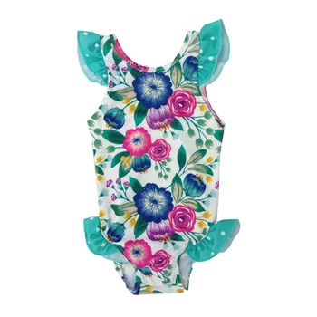 Karšto parduoti mergina maudymosi kostiumėlis vasaros mados pynimas dizaino ir rungtynės gėlių modelio romper plaukimo mergina one piece set