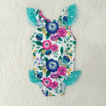 Karšto parduoti mergina maudymosi kostiumėlis vasaros mados pynimas dizaino ir rungtynės gėlių modelio romper plaukimo mergina one piece set
